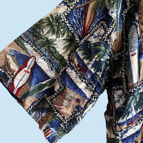 Aloha Hut Shirt Mens XL Hawiian Luau Beach Surfboard Summer Time All Over Print - Picture 7 of 9